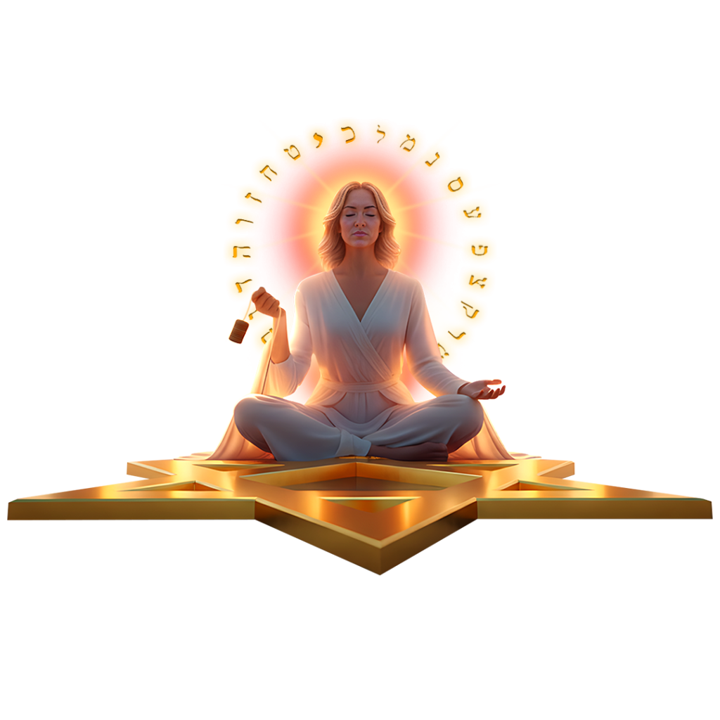 Mujer meditando con luz brillante